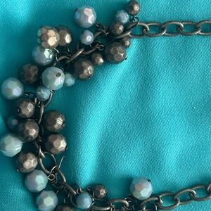 Vintage Elegant Blue and Black Beaded Necklace